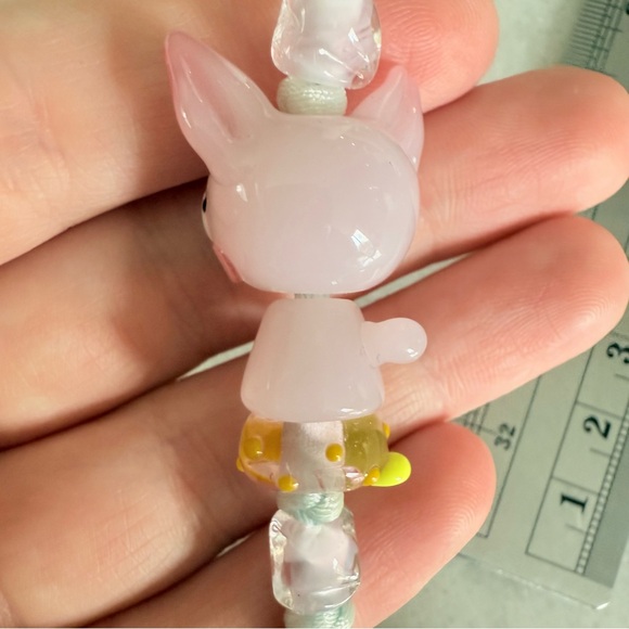 Kawaii Japanese Hand-Blown Glass Charm Bracelet Lampwork Bunny NWT - Picture 5 of 5